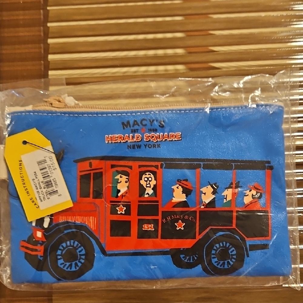 Macy's Red and Blue Kids Bus Pouch